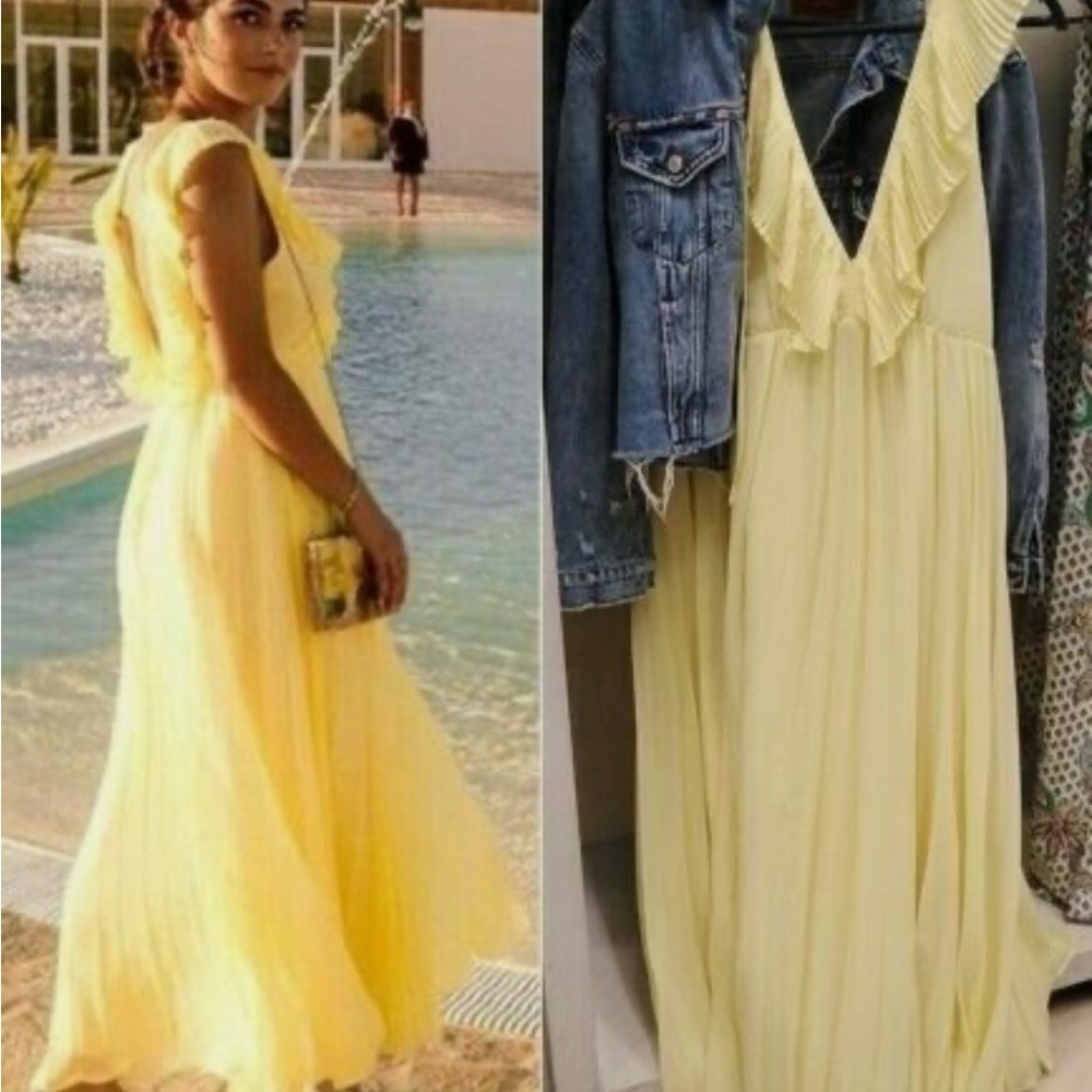 Zara Yellow Pleated Dress
